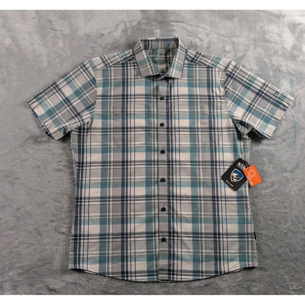 Kuhl Dissident Shirt Mens Medium Plaid Short Sleeve Performance Outdoor UPF 30+